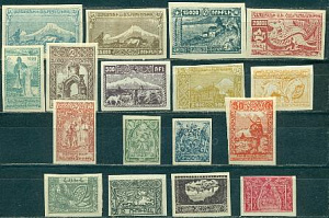 Армения, 1922, Ландшафты и Символы, 17 марок без зубцов *